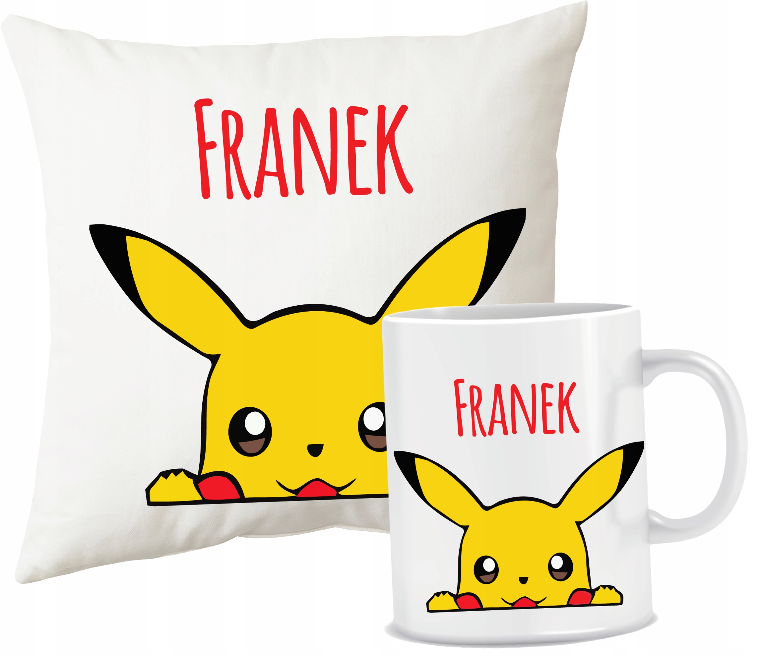 

Zestaw Poduszka Kubek Pikachu Imię