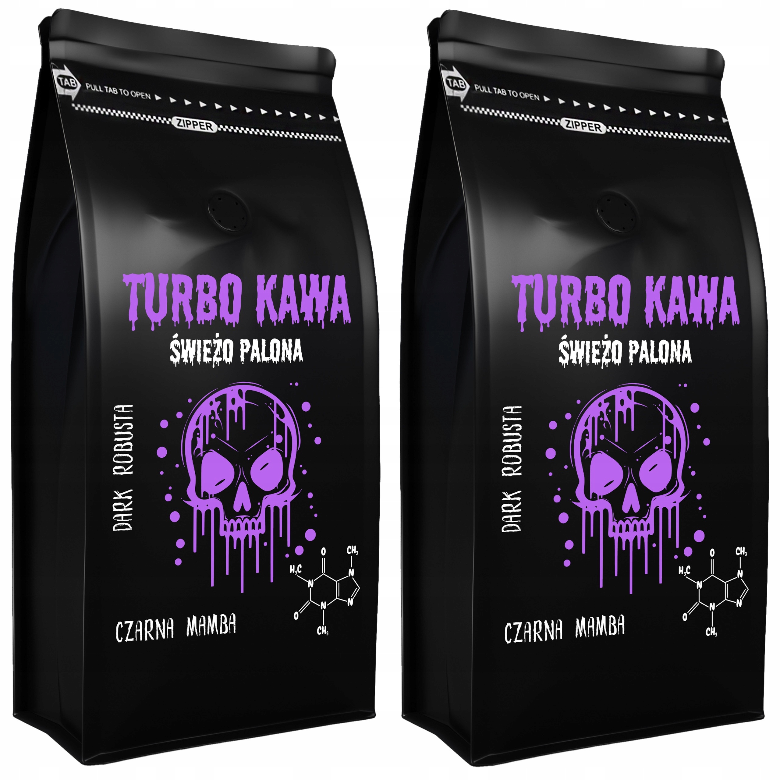 Levně Turbo Káva zrnková do kávovaru 2x1kg 100% Robusta Dark Roast Černá Mamba