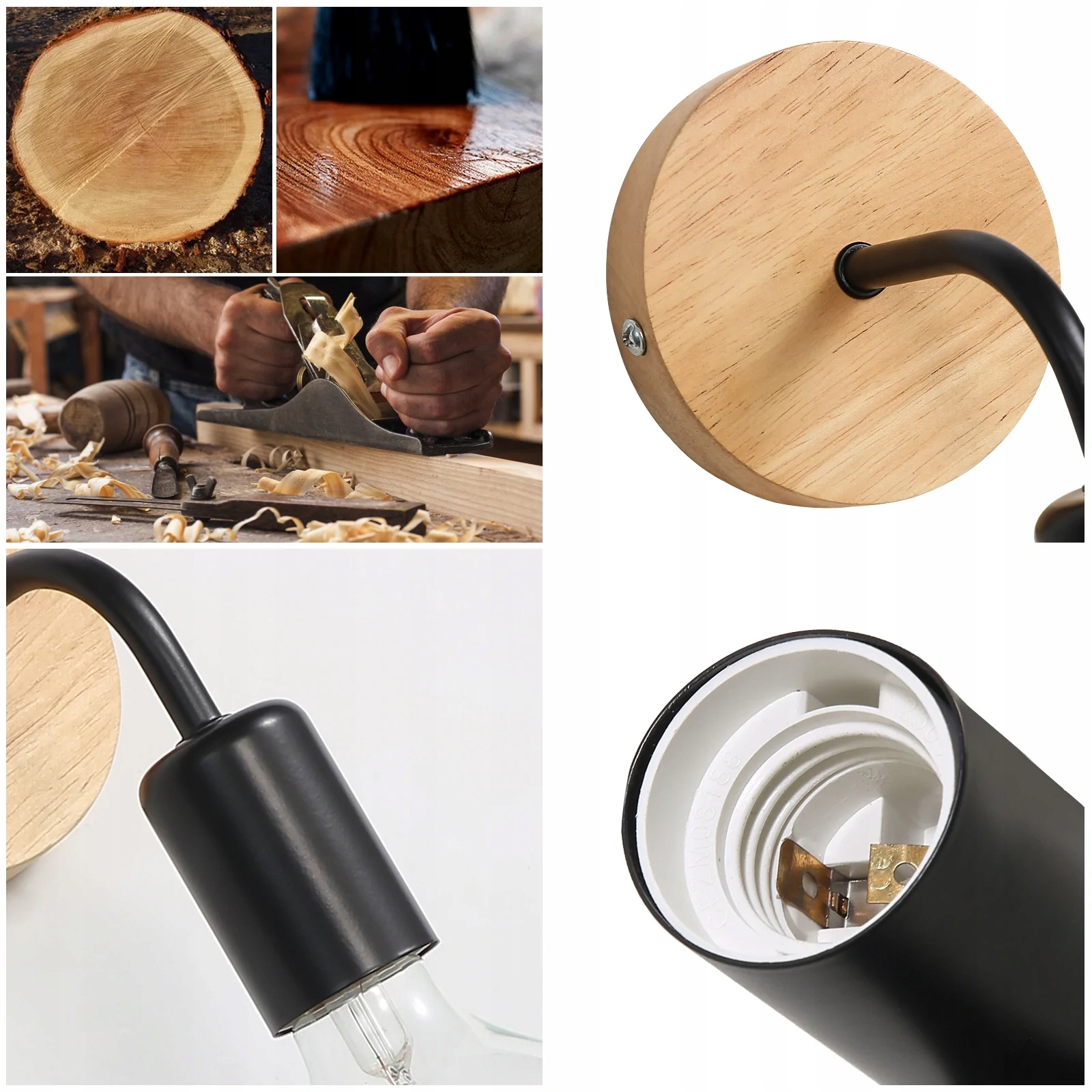 KINKIET LAMPA SCIENNA DREWNO WEWNETRZNA E27 X2 Marka LEDTechnics