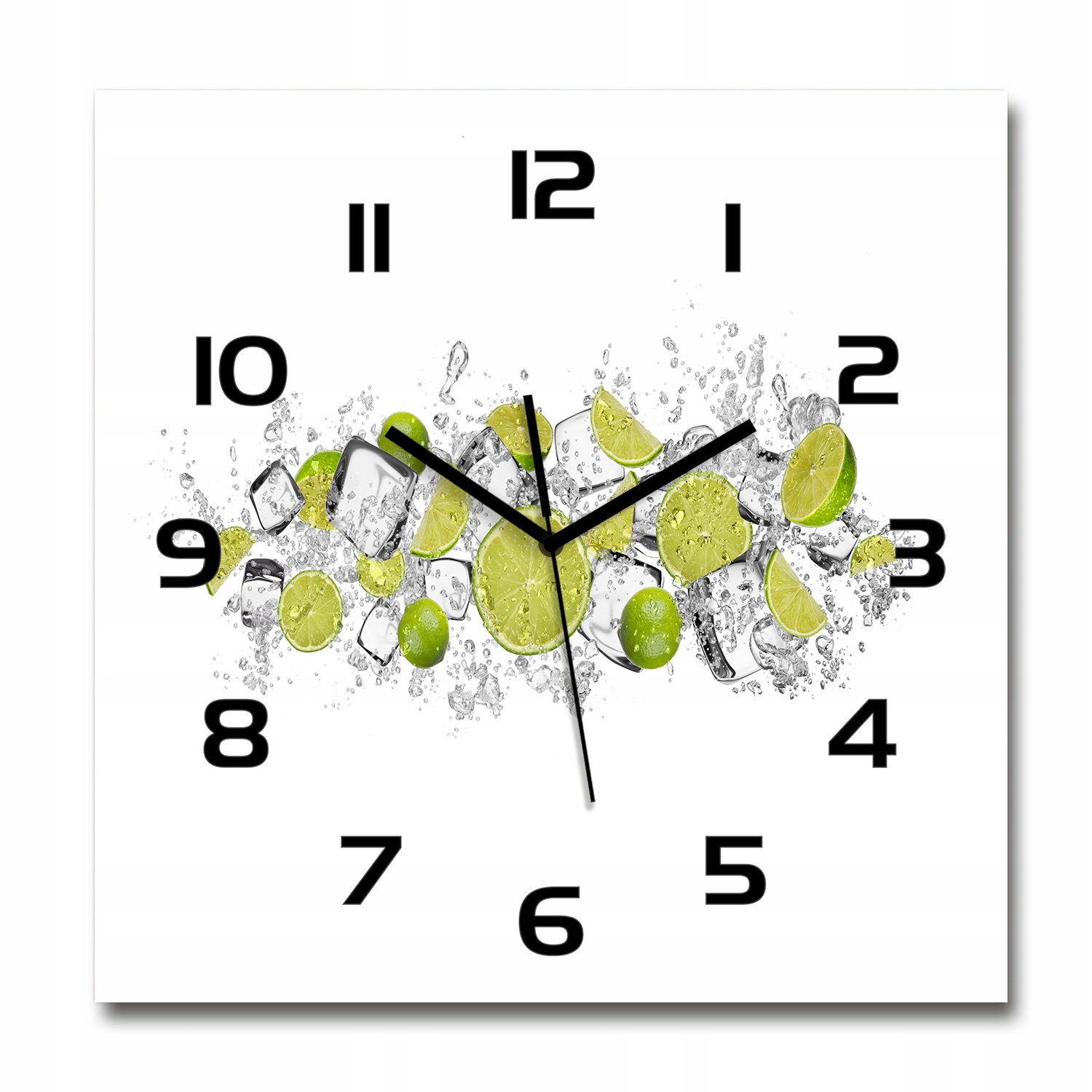 

Cichy szklany zegar Limonka kostki lodu 60x60 cm