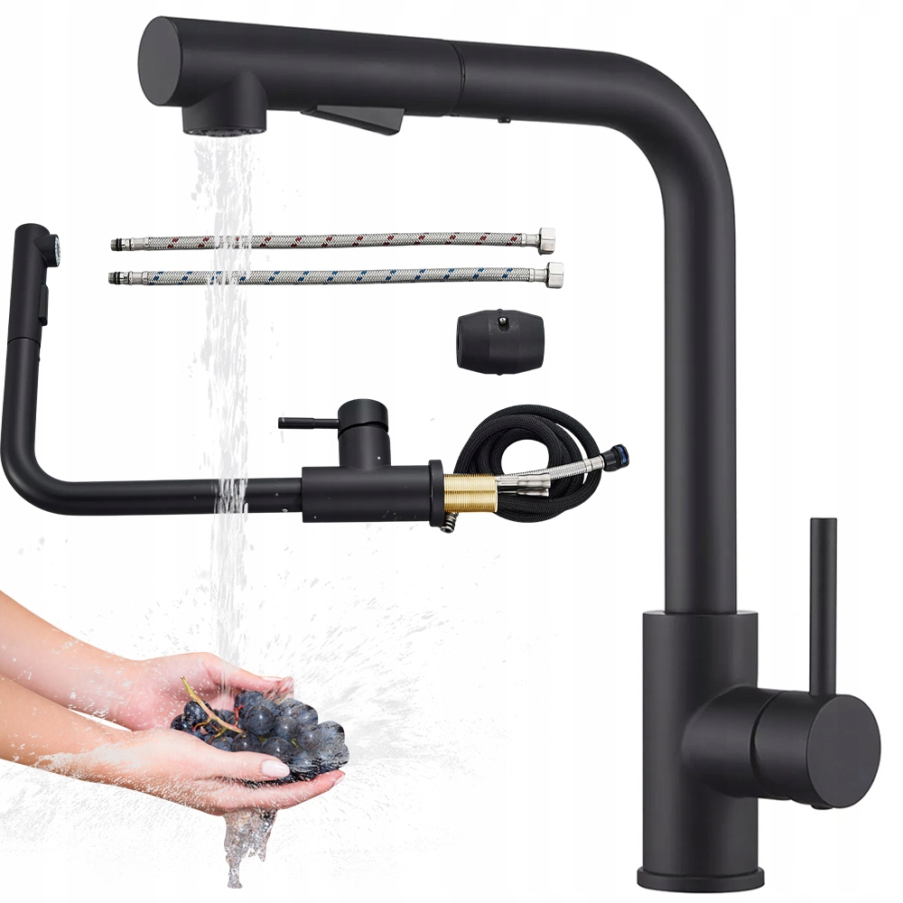 Černá Kuchyňská Baterie S Flexibilním Ramínkem Dřez