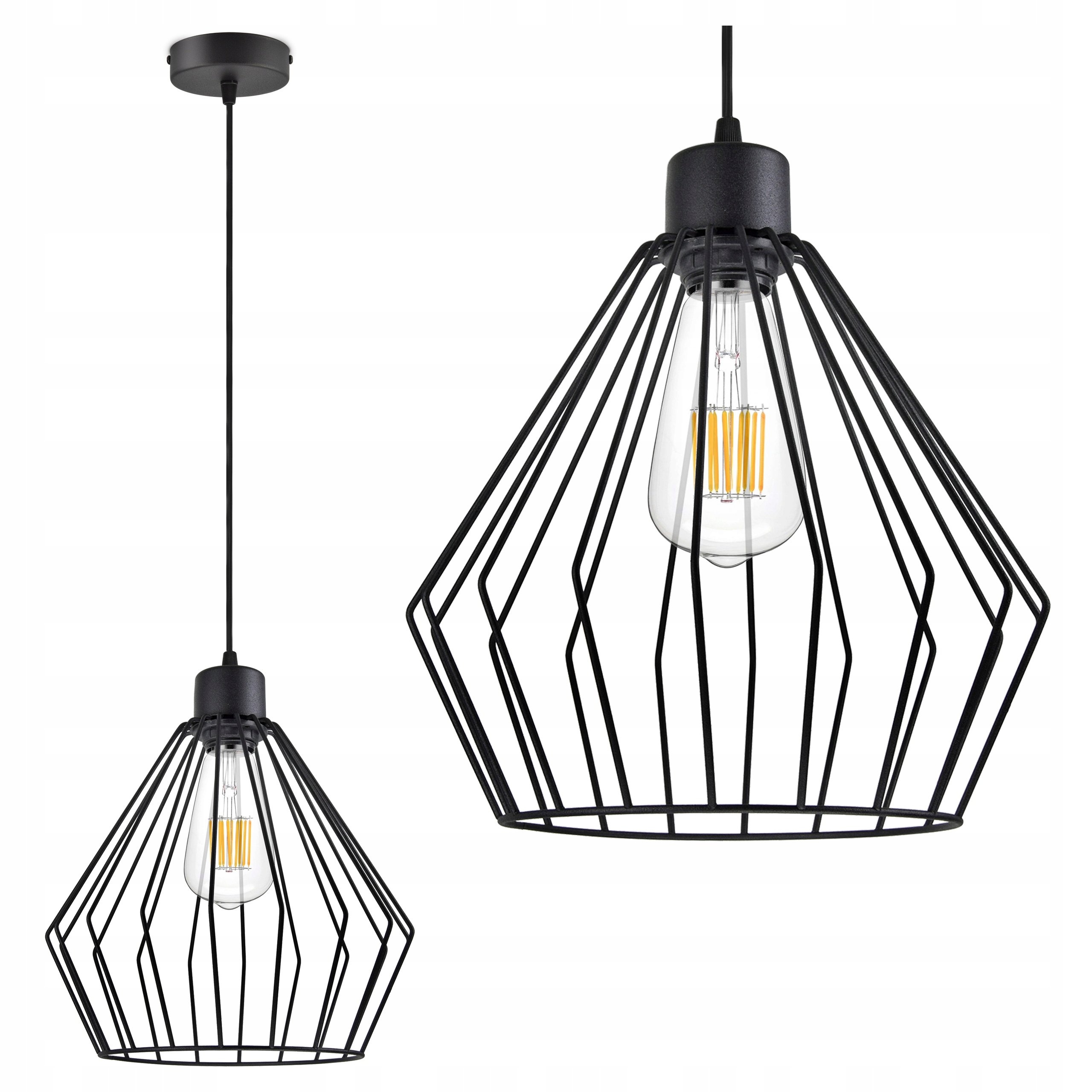 

Duża Lampa Wisząca Plafon Żyrandol Loft Czarny Led