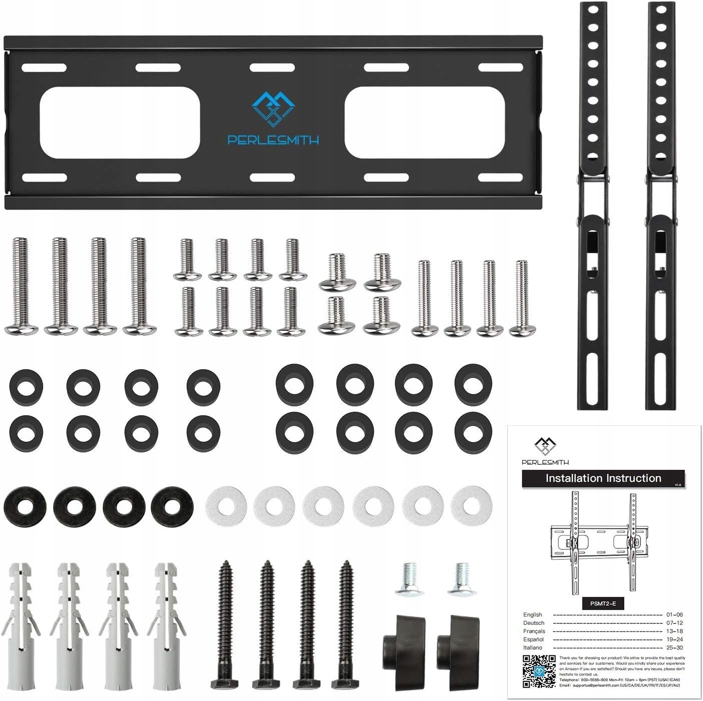 PERLESMITH Uchwyt TV Ścienny Regulowany 26-65 Cali Do 60kg VESA 400x400 — miniatura 6