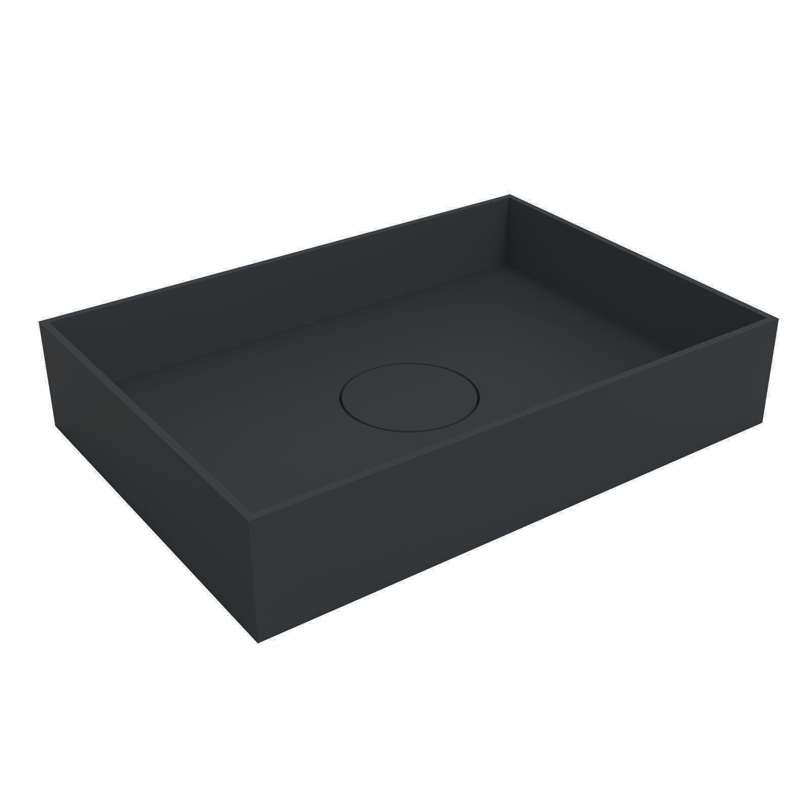 Umywalka nablatowa umywalka prostokątna TWA112 odlew mineralny czarny 50cm