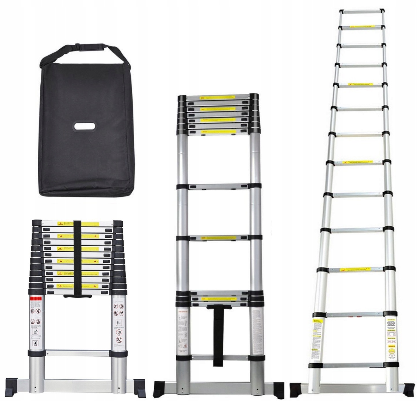 Телескопическая лестница 3,8 м алюминиевый раздвижной стабилизатор и чехол