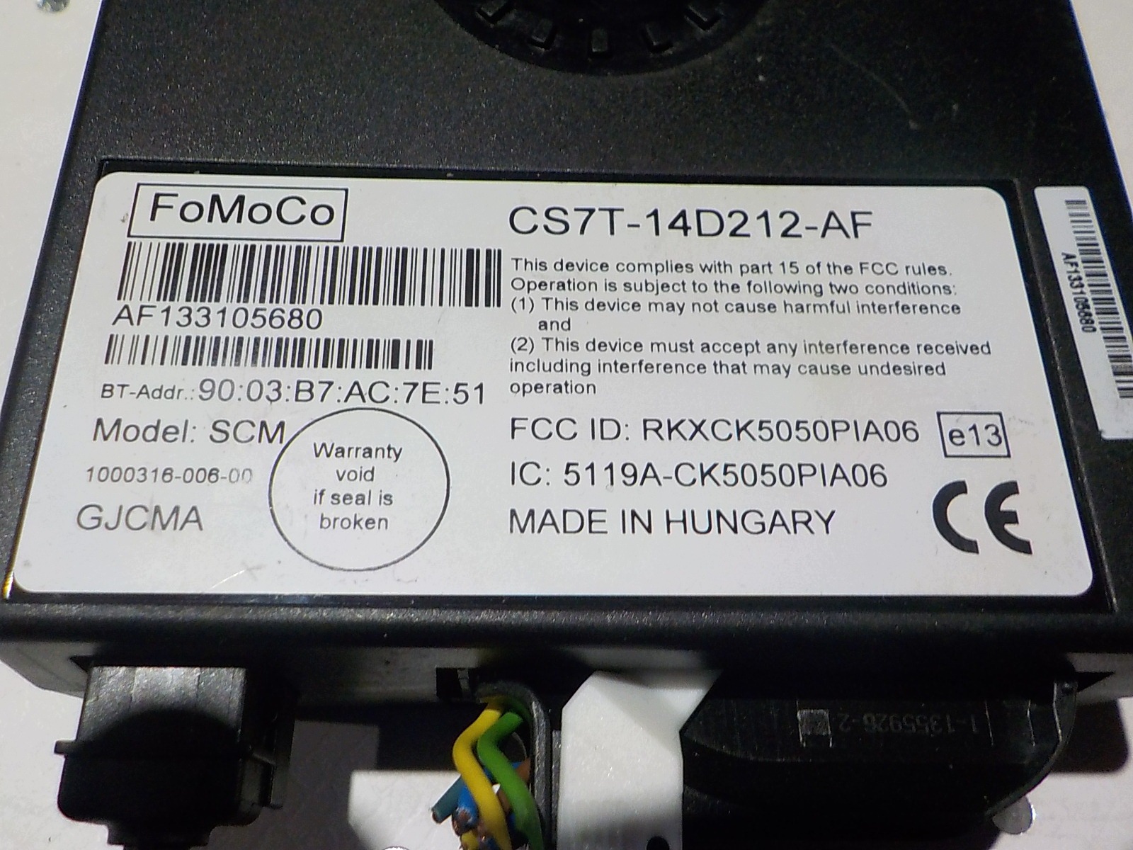 FORD FOCUS III Module BLUETOOTH CS7T-14D212-AF FOMOCO