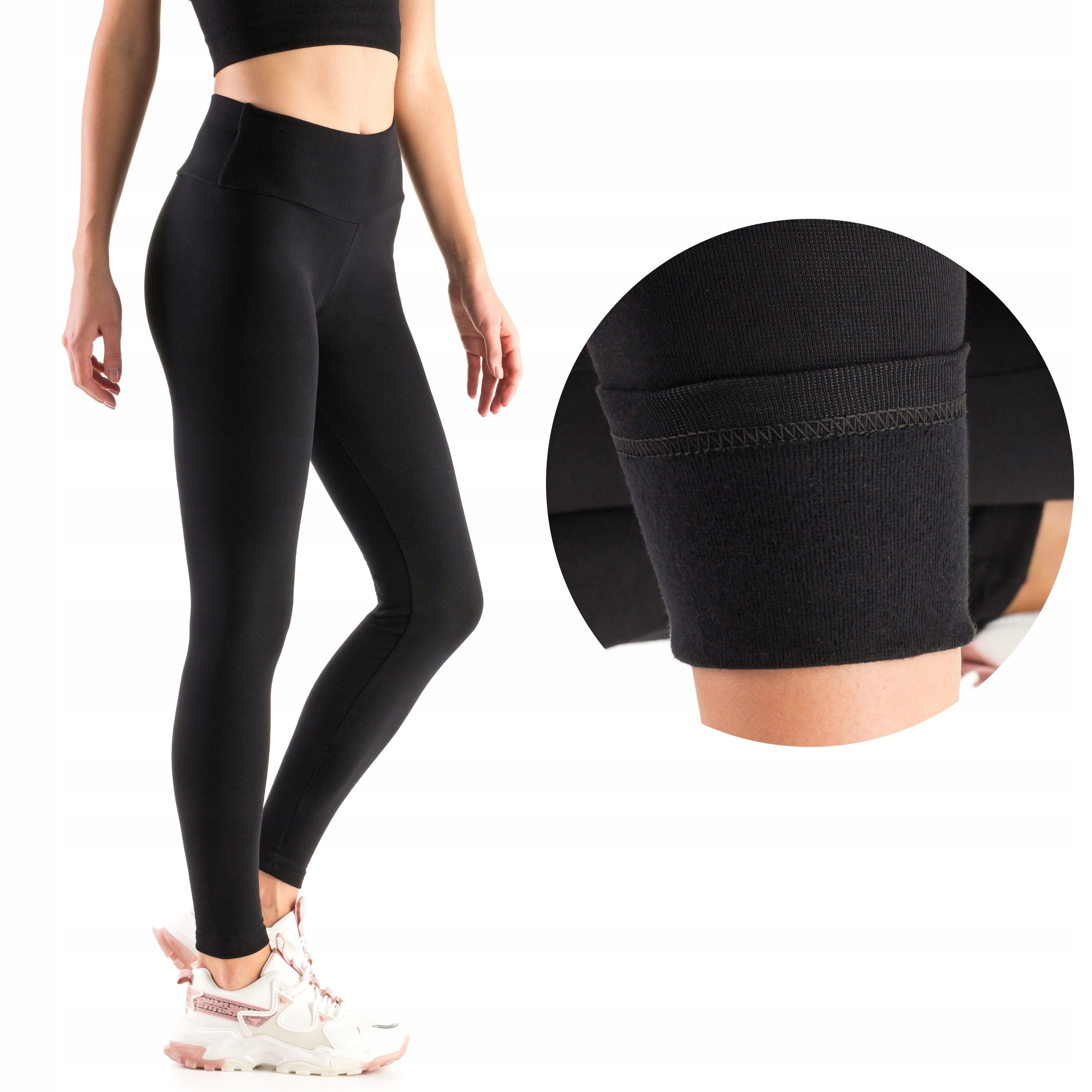 

Ocieplane Legginsy Damskie Z Panelem Czarne 5XL