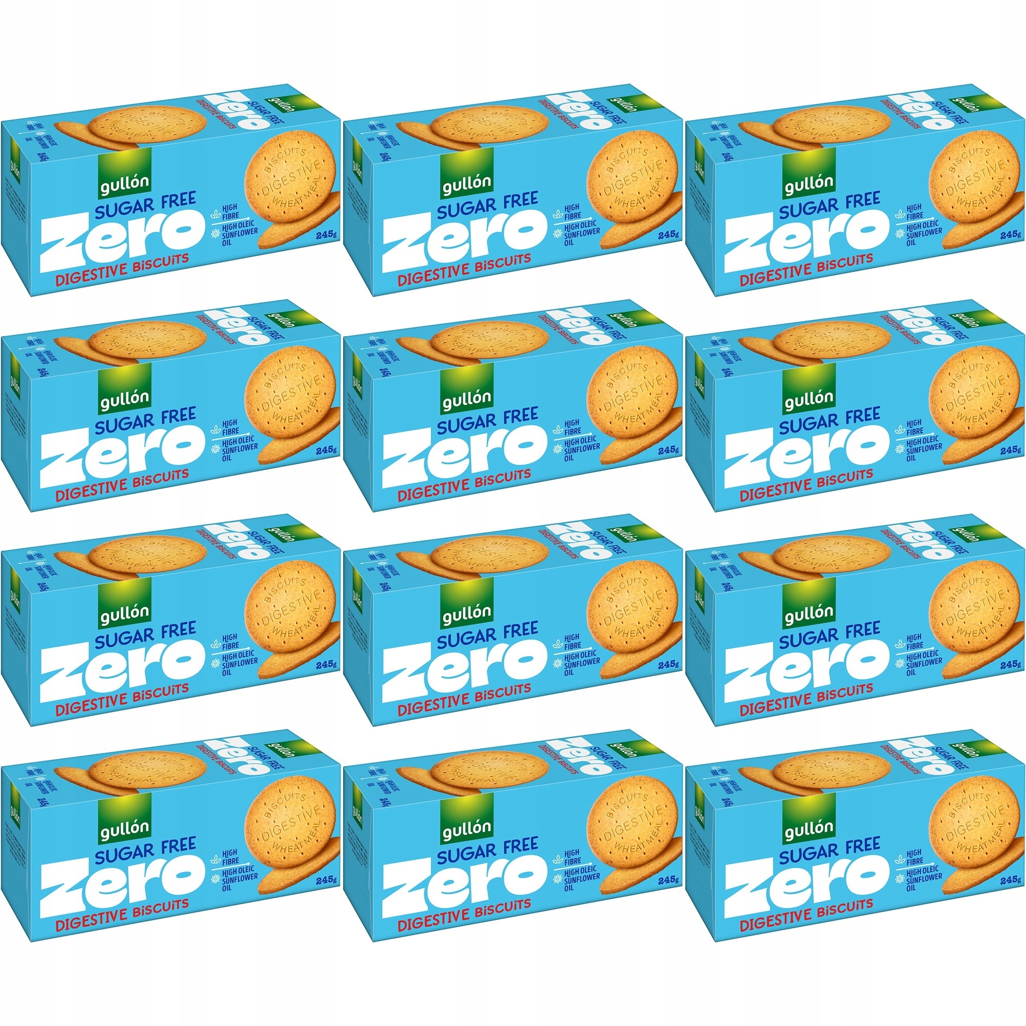 Zestaw 12 x Gullon Ciasteczka pszenne pełnoziarniste bez cukru 245 g