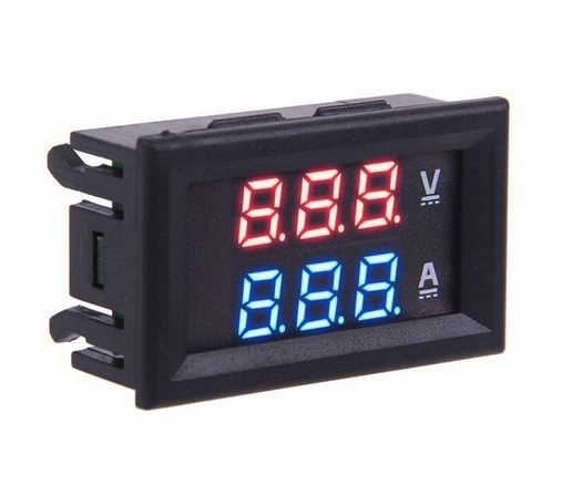 Panel. woltomierz/ amperomierz, 100V/10A, Red/blue