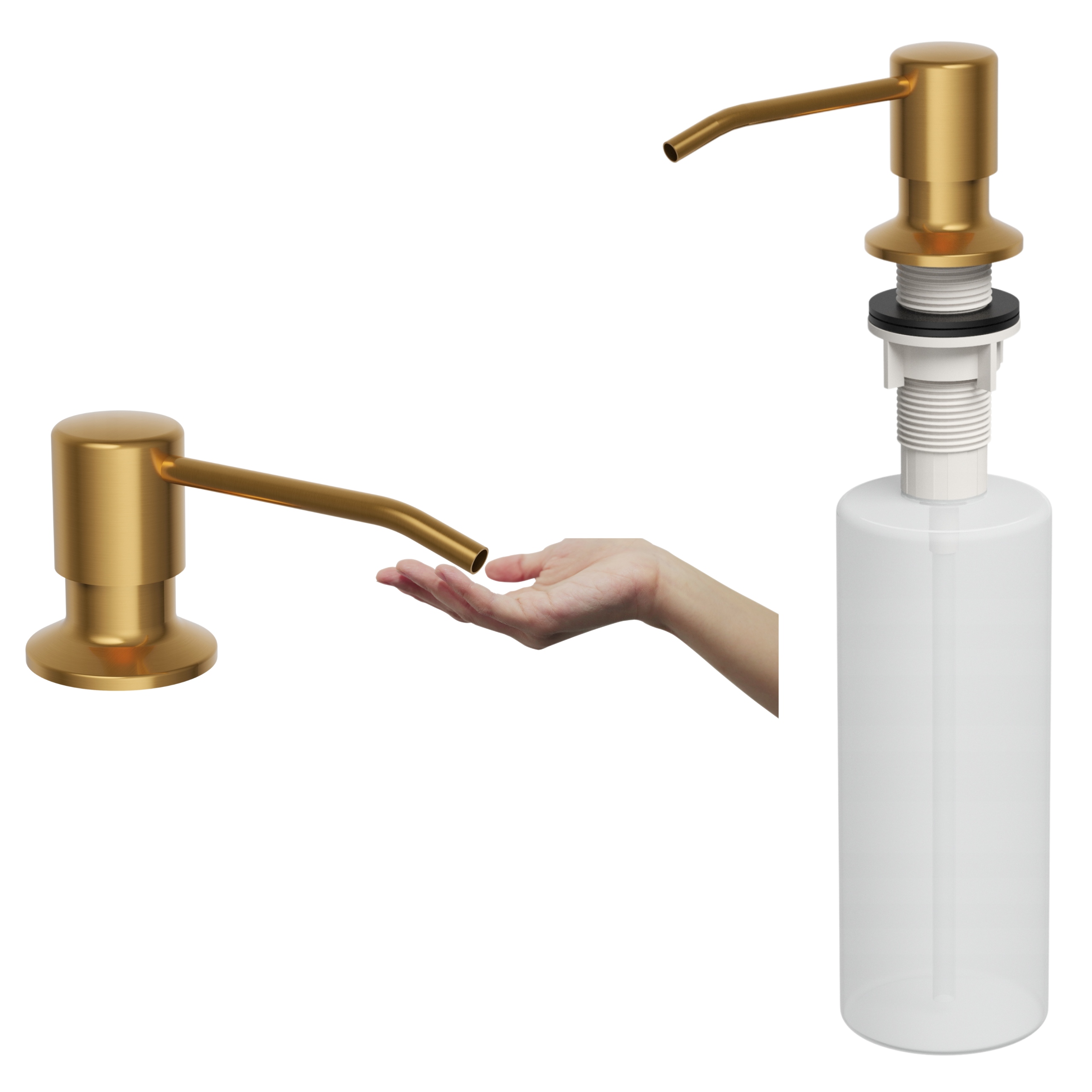 Dávkovač Do Dřezu Kulatý Kartáčovaný Zlatý Tekutý Kuchyňský Mýdlo