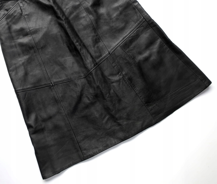 TRAPEZOWA CZARNA SPÓDNICA SKÓRZANA SKÓRA NATURALNA MIDI OLD MONEY M 38 Model KLASYCZNY