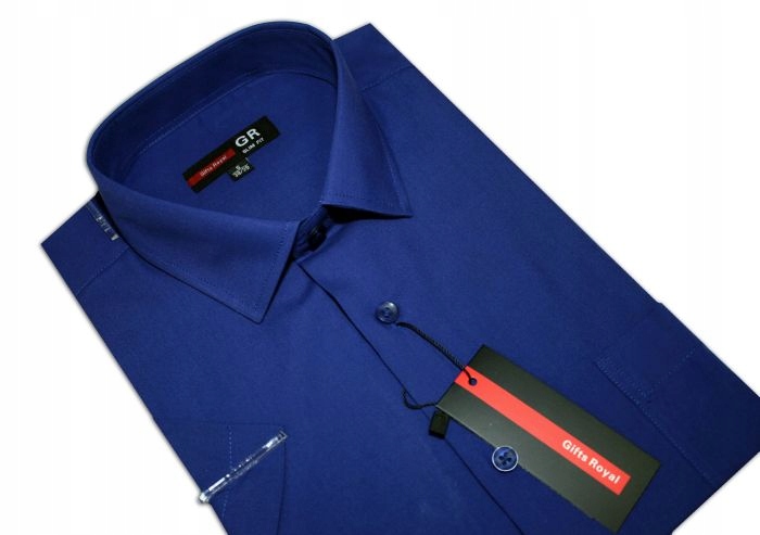 

gz4 Koszula męska Krótki Chabrowa Gładka sli 40/41