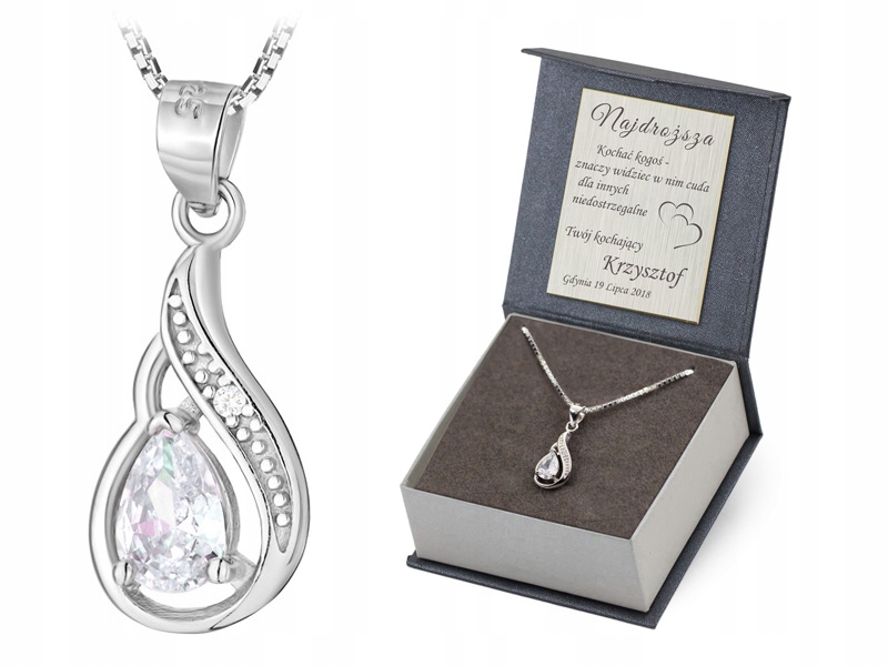 Stříbrný Náhrdelník ryzost 925 Přívěsek Lžička s zirkony a Řetízek 50 cm