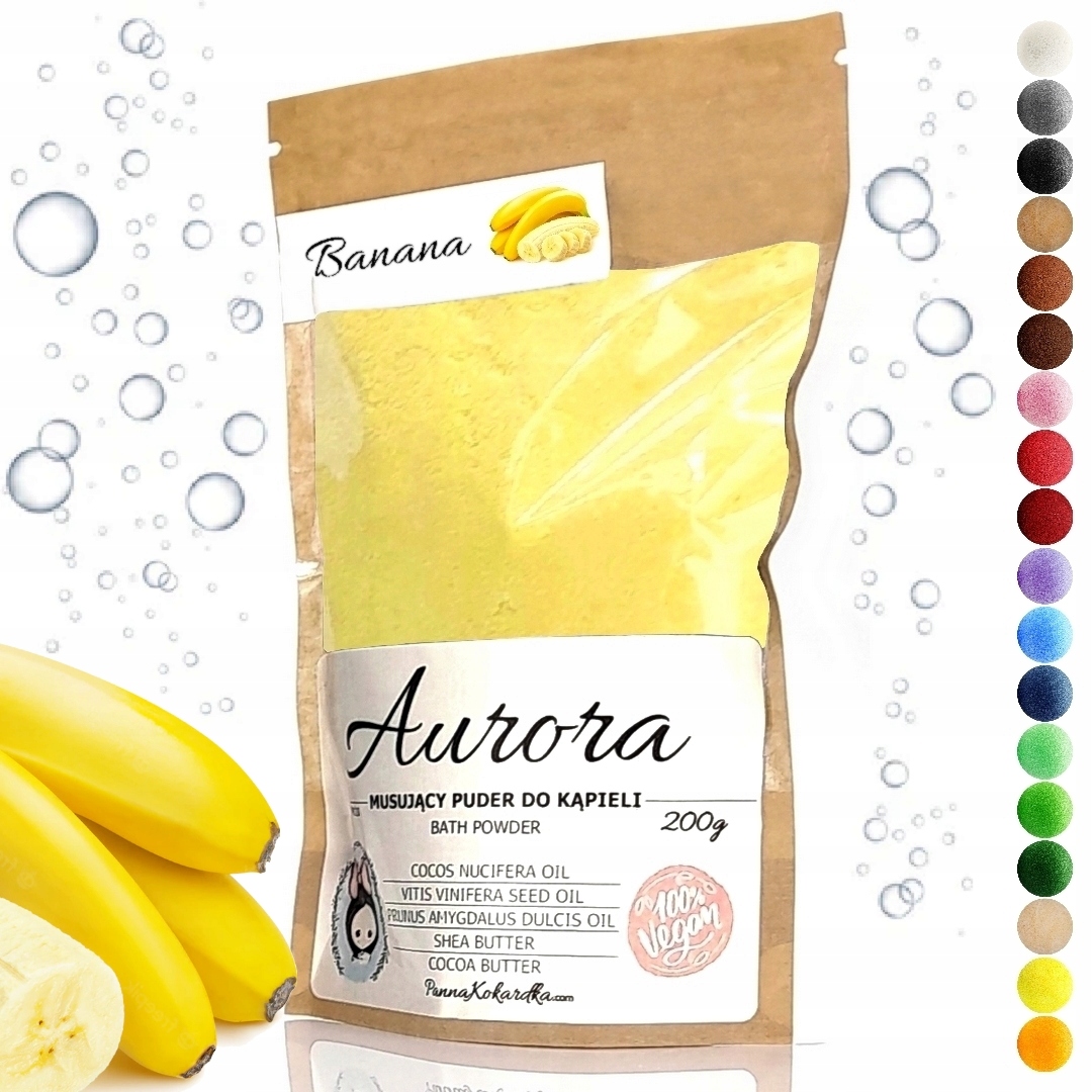 Zapachowy MUSUJĄCY PUDER Do Kąpieli BANANOWY owocowy kolorowa sól SPA SHEA