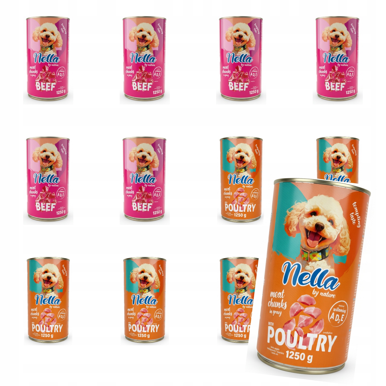 Vlhké Krmivo Pro Psa Nella MIX Drůbež A Hovězí Maso 12x1250 g