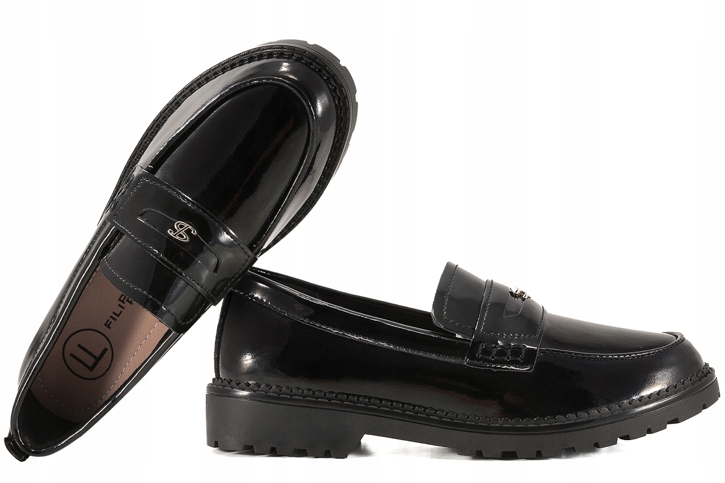 Filippo DP7409 Dámské Polobotky Mokasíny Kožené Laky černé 41 Černá