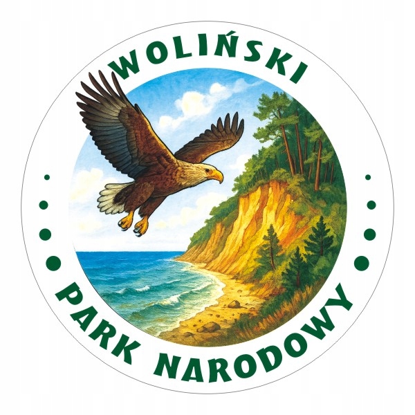 Naklejka 8 cm Woliński Park Narodowy z Orłem Bielikiem