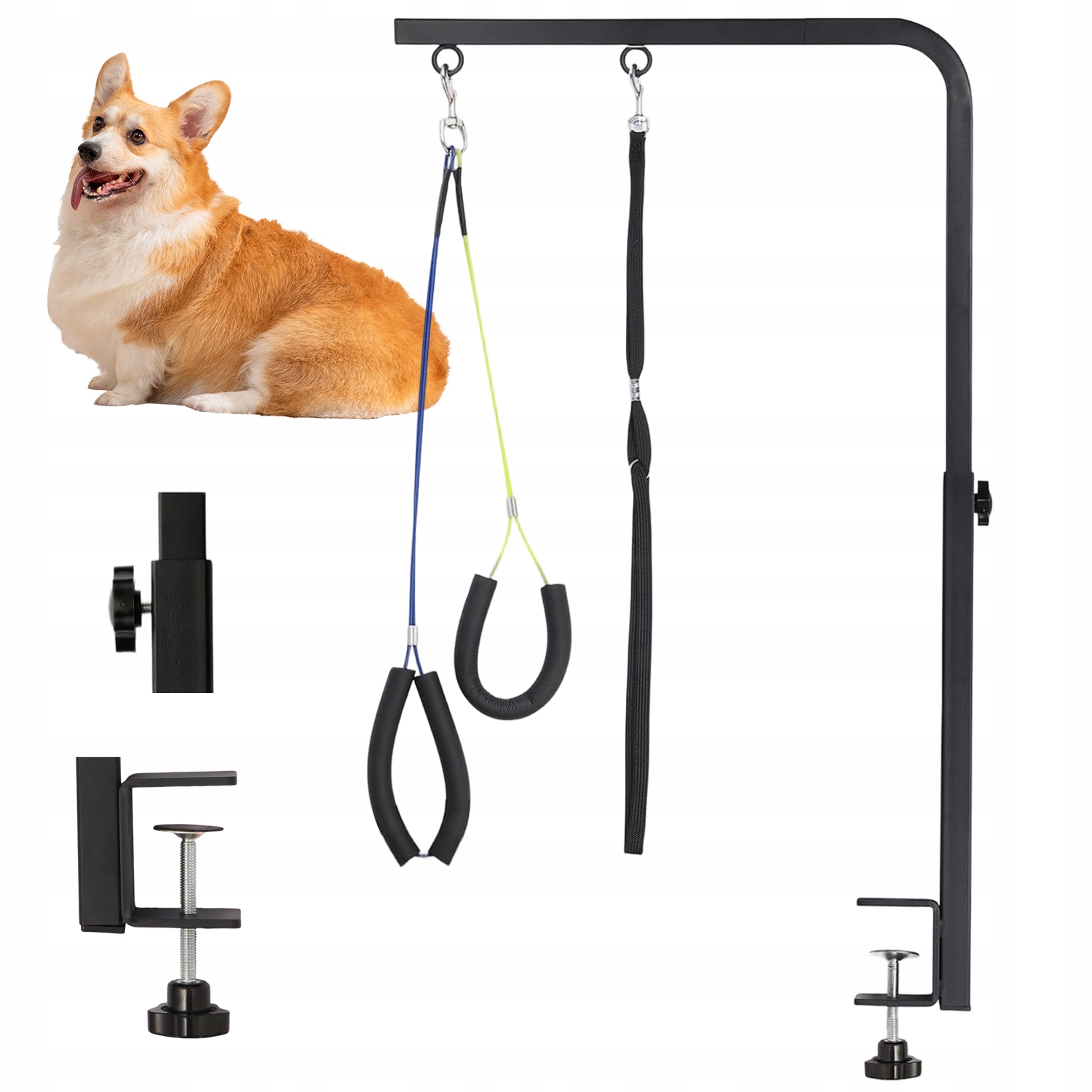 Levně Kadeřnické Rameno Pro Psa, Silný Stojan S Úchyty, 53-78 CM, 3 Lana S Přezkou