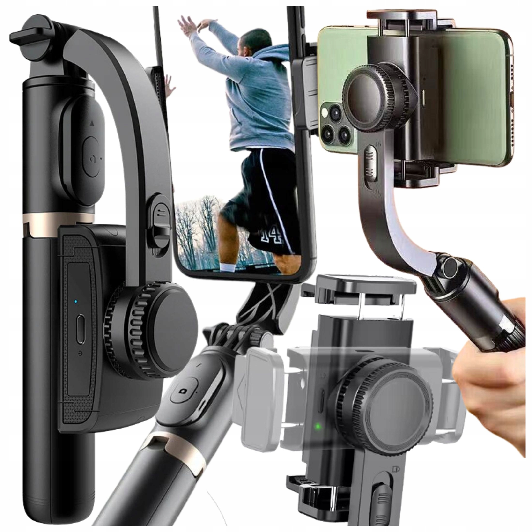 Selfiestick Gimbal Automatyczna Stabilizacja Obrazu Obrót 90° Do Telefonu