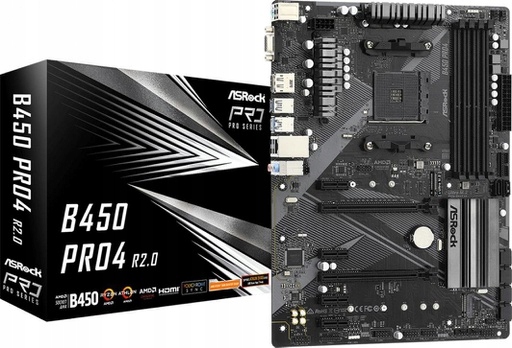 Základní deska ASRock B450 PRO4 R2.0 Atx Socket AM4 4 x DIMM