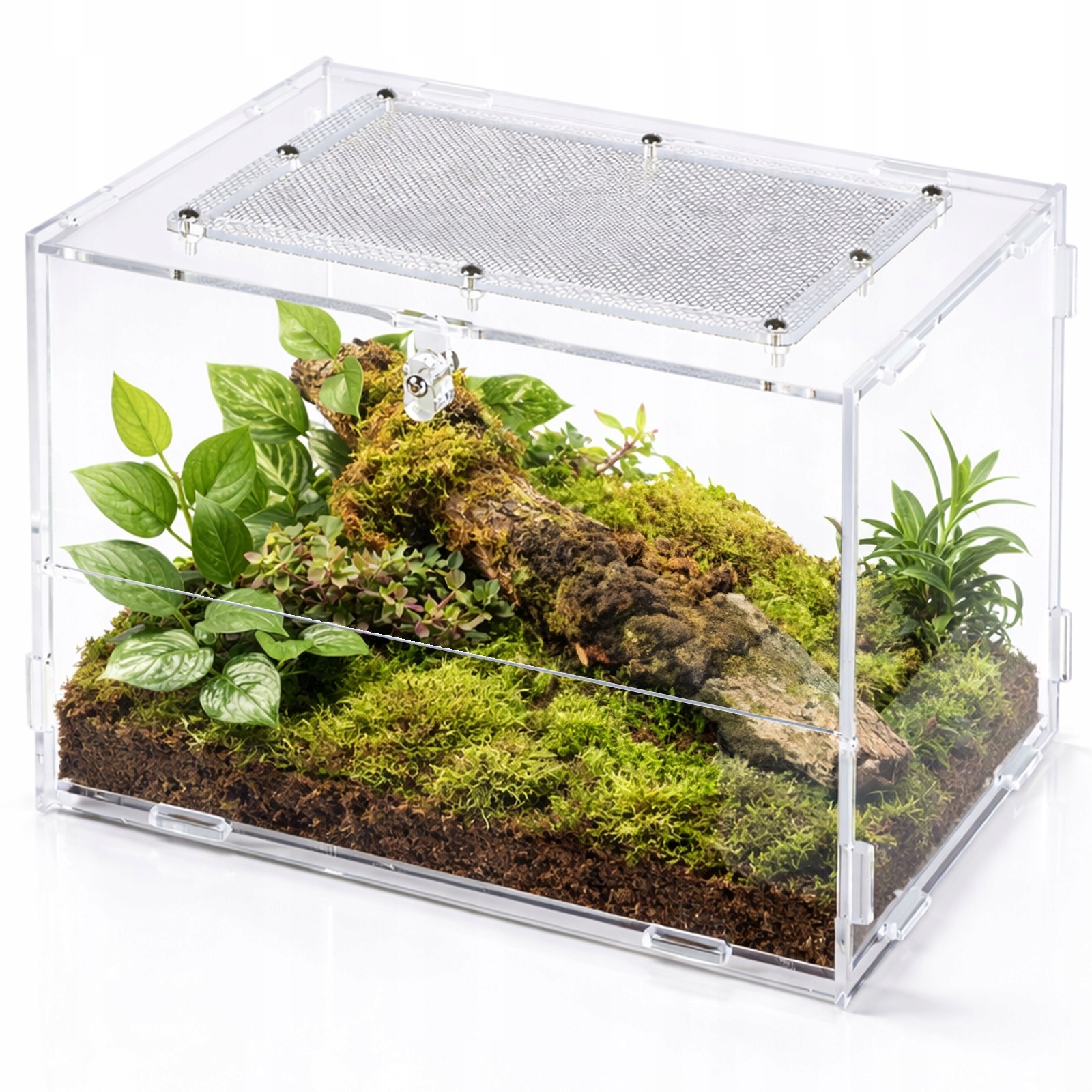 Reptizoo Terrarium Akrylowe 20X15X15 Krystaliczne Front Otwierany Wentylacj