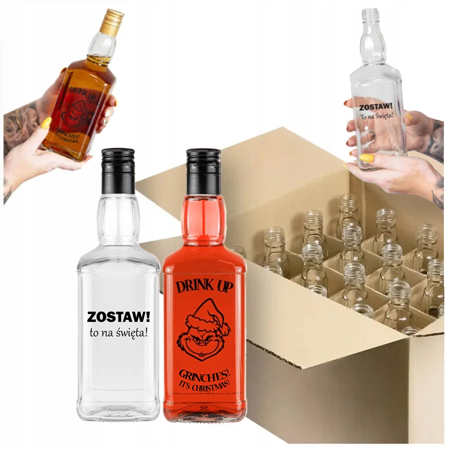 20 x Vánoční láhve Daniel 500 ml s potiskem na tinkturu vína Kratownica