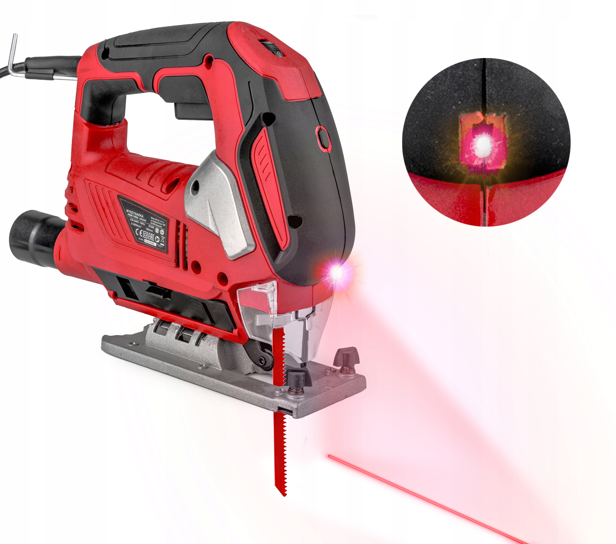 WYRZYNARKA ELEKTRYCZNA PRZECINARKA PIŁA DO DREWNA METALU OSTRZA LASER Zasilanie sieciowe