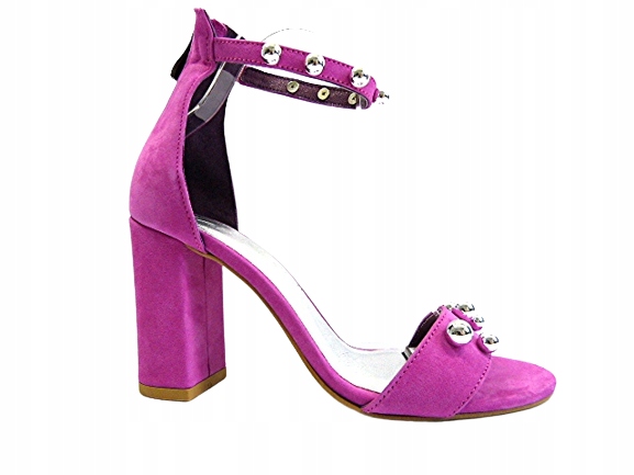 Amarantové sandály na podpatku s perličkami pro sloupky a platformou Karino 36