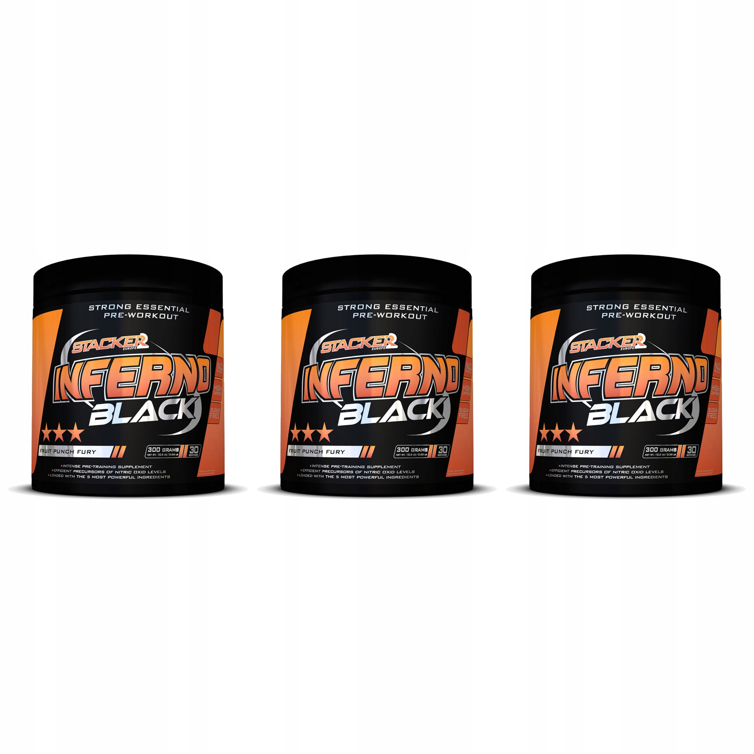 3x Inferno Black 300g Předtréninková Kofeinová Síla