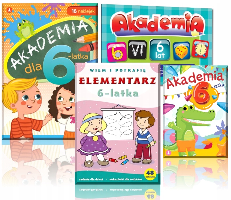 Pakiet 6 Latka Elementarz Akademia Nauka i Zabawa Rozwój Malucha Zestaw 4w1