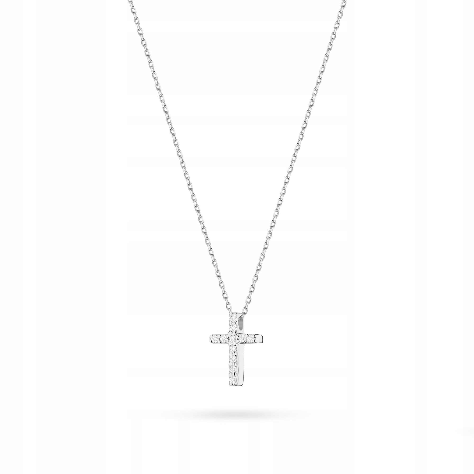 Zlatý náhrdelník bílé zlato 585 diamant na kříži s brilianty 1,2 g