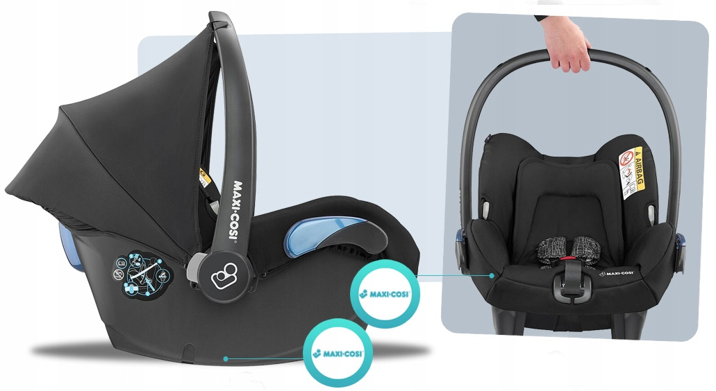 WÓZEK 3W1 ROAN IVI TRUE BLACK I + MAXI-COSI CITI Stelaż Aluminiowy