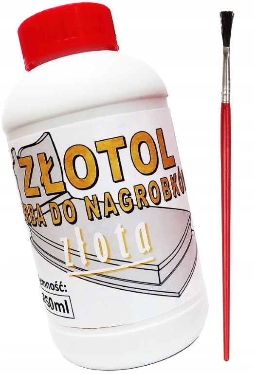 FARBA ZŁOTOL ZŁOTA DO LITER NA GROBACH + PĘDZEL +