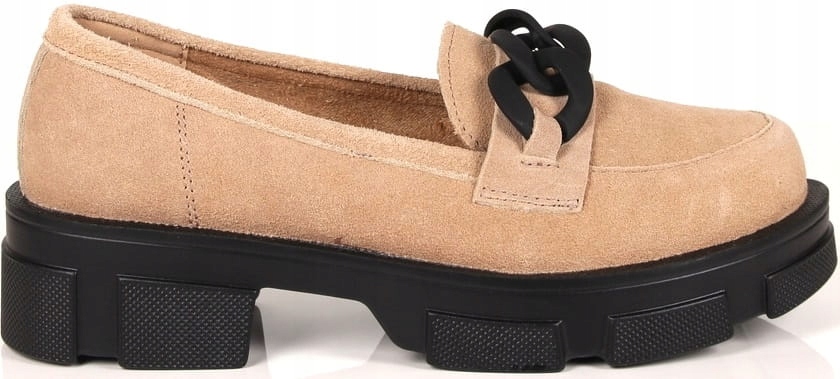 Dámské Mokasíny, Polobotky Z Kůže, Béžová Platforma