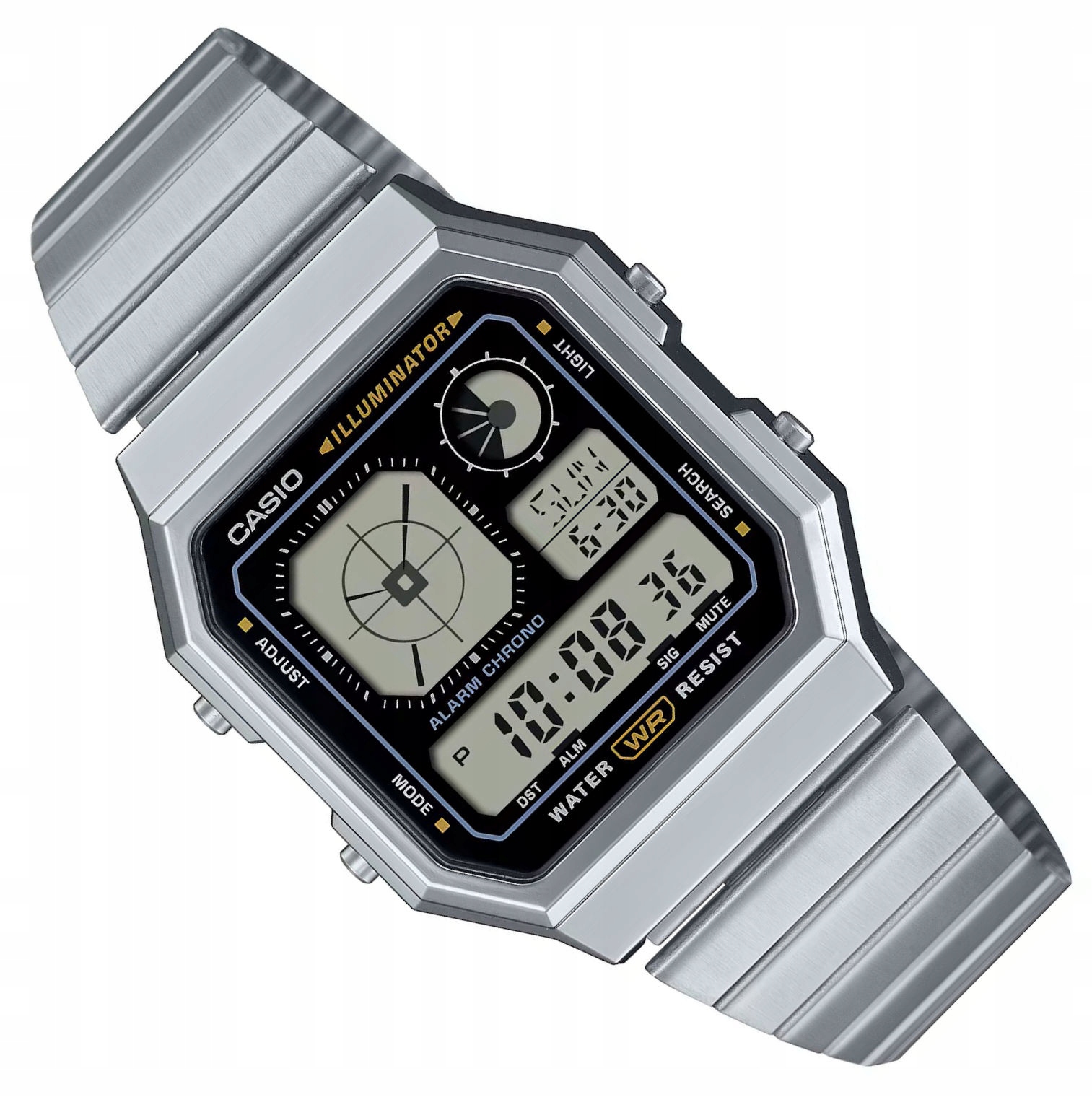Stříbrné Elektronické Hodinky Casio Retro Vintage Unisex A130WE -1AEF