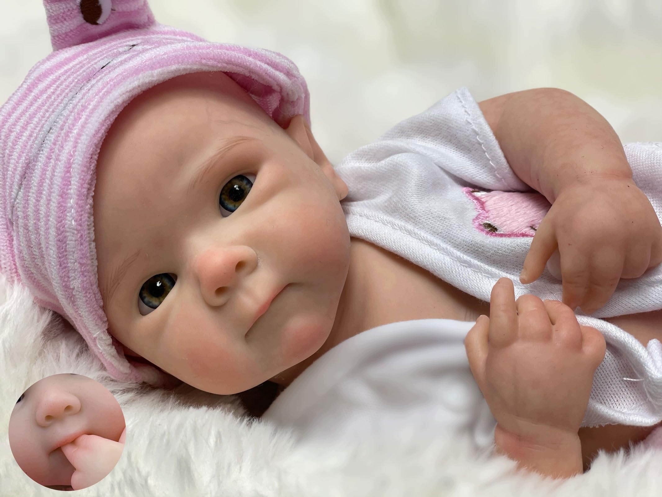 Realistická silikonová panenka Reborn 33 cm Gileutay Dívka růžová