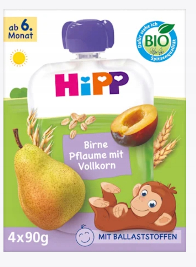 HiPP BIO Mus Gruszka Śliwka Zboża 90g