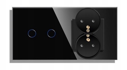 Dvojitý Dotykový Spínač 2K Dvojitá Zásuvka Skleněný Vypínač