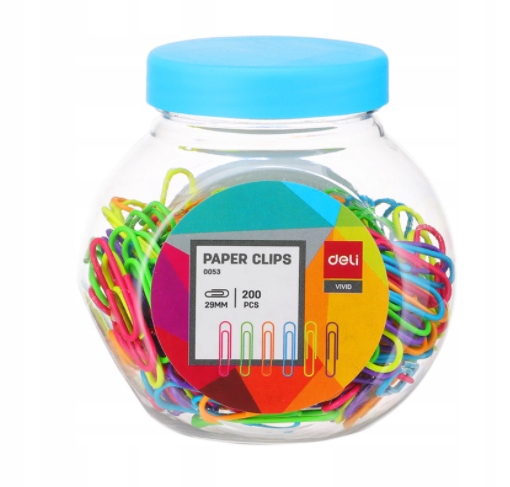 

Spinacze biurowe okrągłe 29 mm 200 szt. Kolorowe