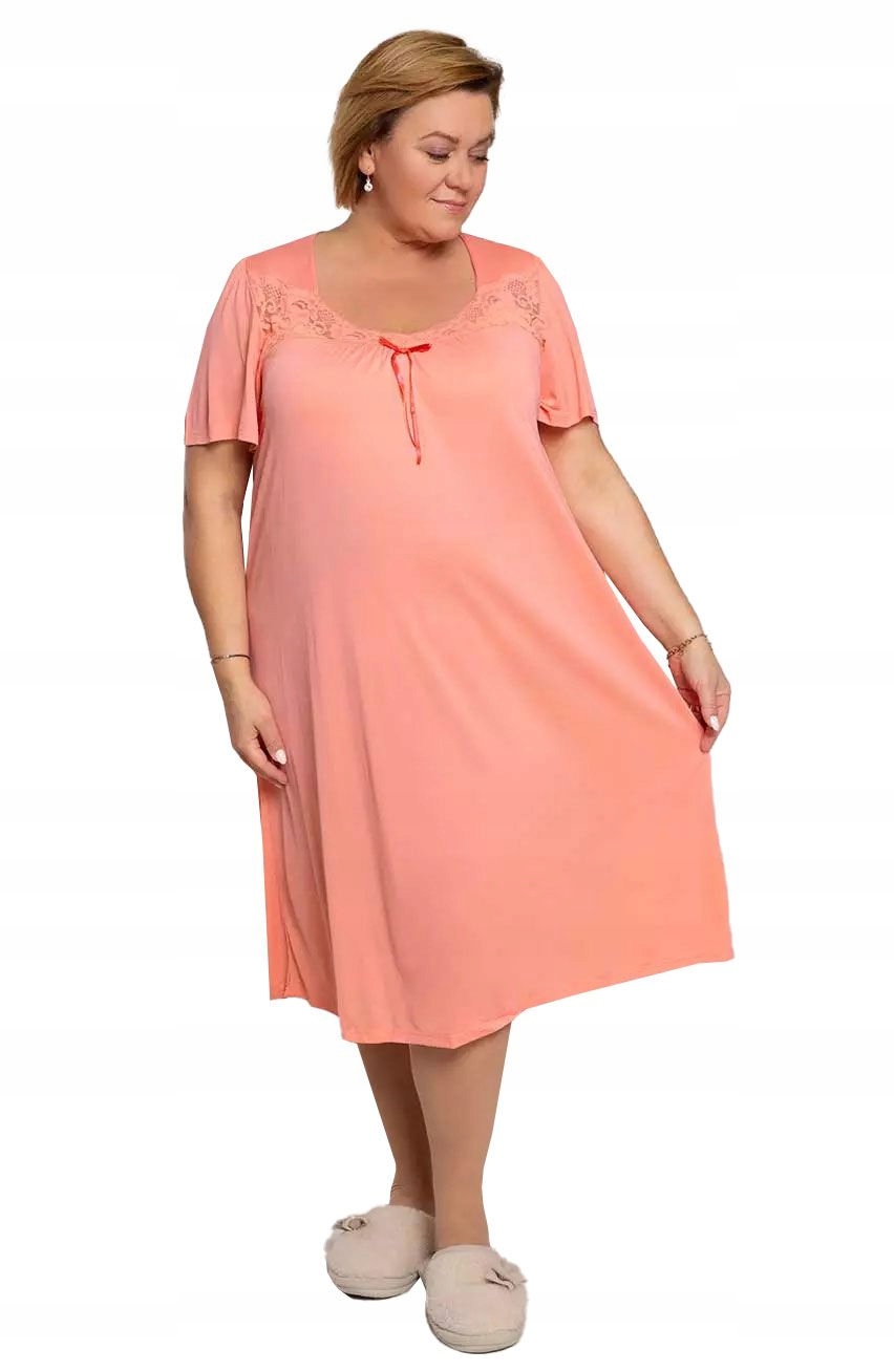 Korálová košile noční s krajkou Mewa 46