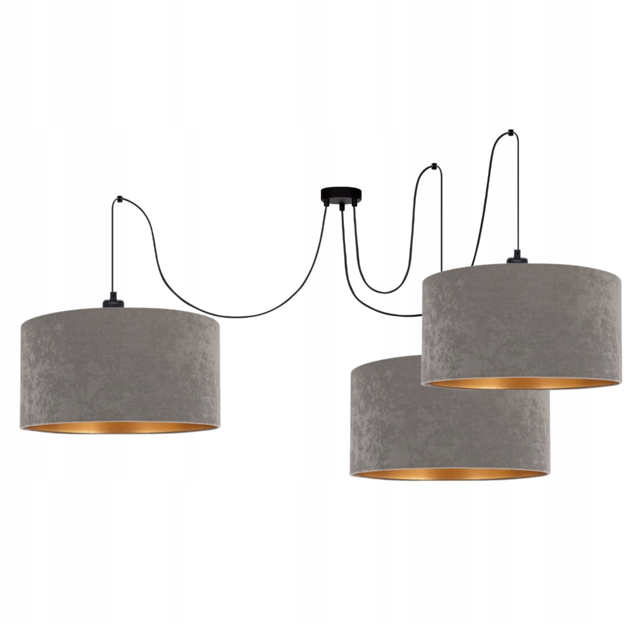 Velurová Moderní Závěsná Lampa Se Zlatým Středem A Stínítkem 40 CM