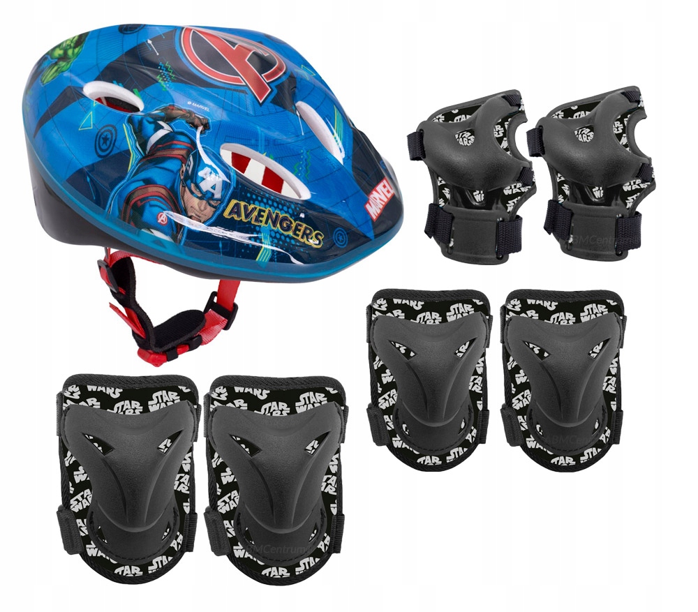 Komplet Ochraniacze na kolana kask na rolki deskorolkę Avengers Star Wars