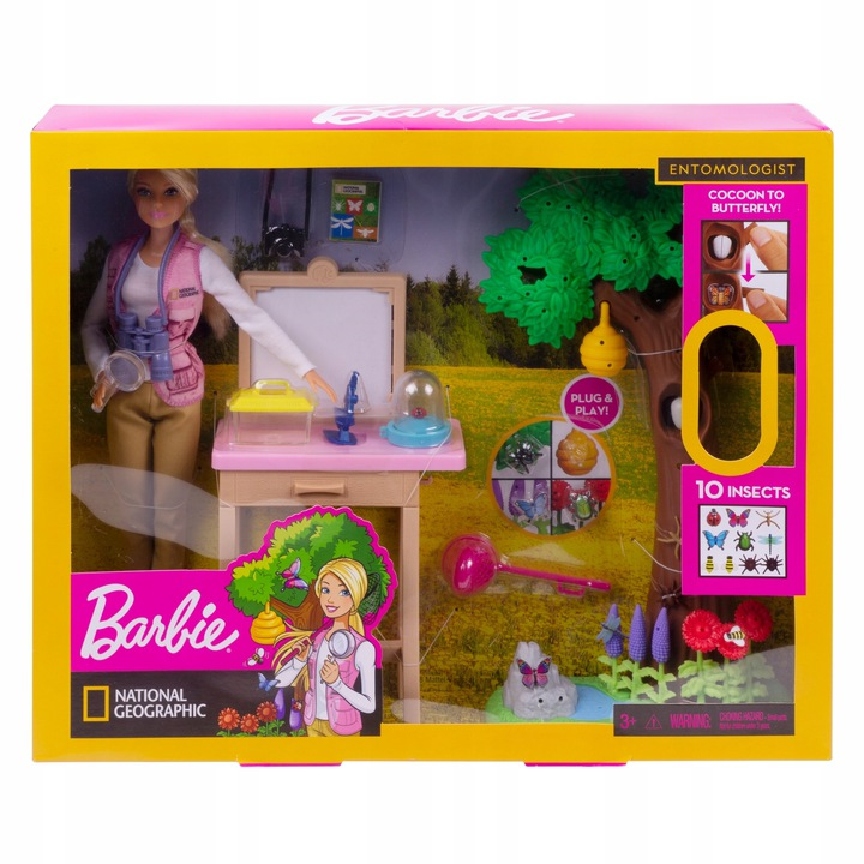 Mattel Lalka Barbie badaczka owadów Materiał karton plastik tkanina