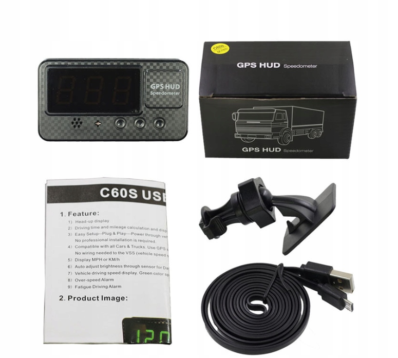 Samochodowy predkosciomierz GPS Duze czcionki Part number GD C60S
