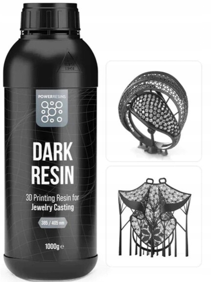 Uv pryskyřice PowerResins Dark 1 kg 1 l Klenotnická pro 3D tiskárnu Nulová Smršť