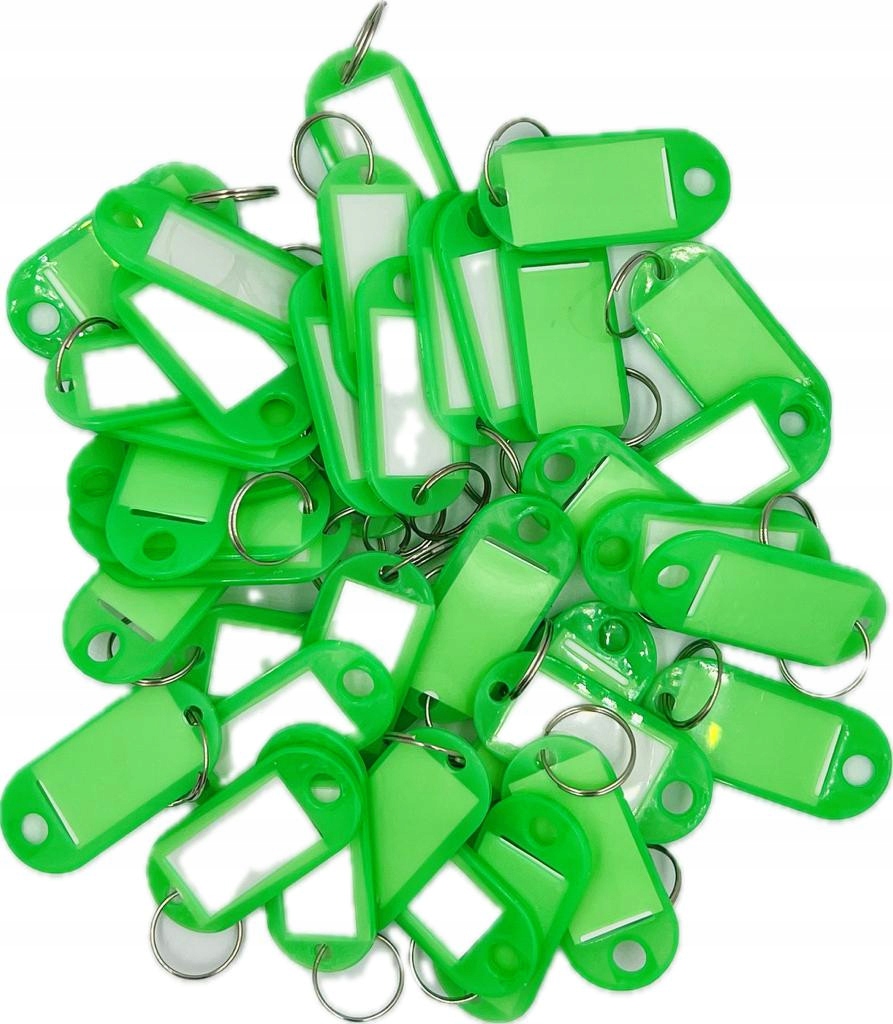 BRELOK IDENTYFIKATOR, ZAWIESZKA DO KLUCZY ZIELONY 100 SZTUK