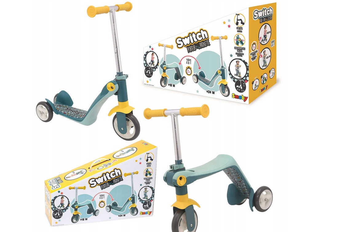 HULAJNOGA TRÓJKOŁOWA DLA DZIECI 2W1 JEŹDZIK SMOBY