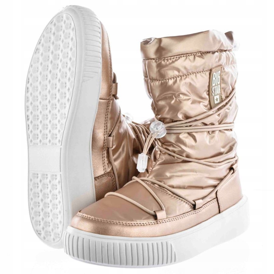 BUTY DAMSKIE ZIMOWE BIG STAR ŚNIEGOWCE OCIEPLANE BOTKI Kolor beżowy