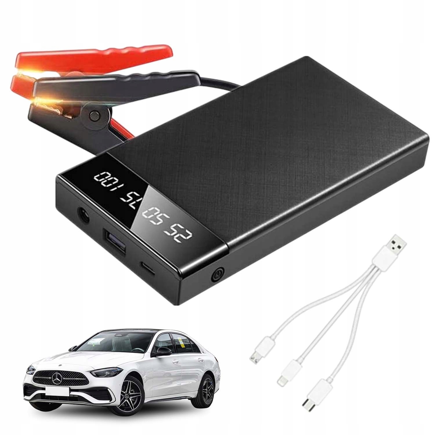 Startér Do Auta 12V 10000MAH Startovací Napájecí Zdroj Pro Akumulátor Svorky