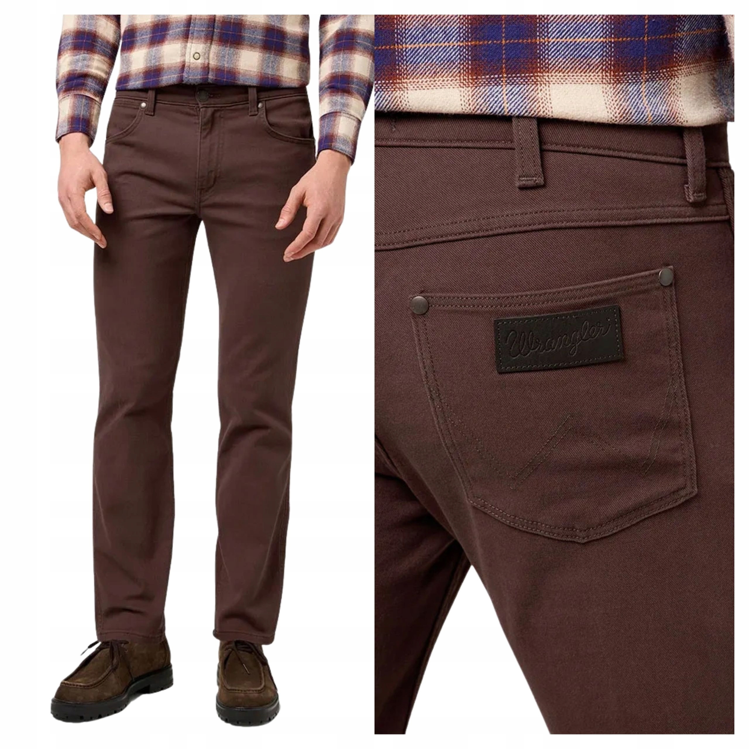 Pánské kalhoty Wrangler Greensboro Jeansové Regular Fit Hnědé W31 L32